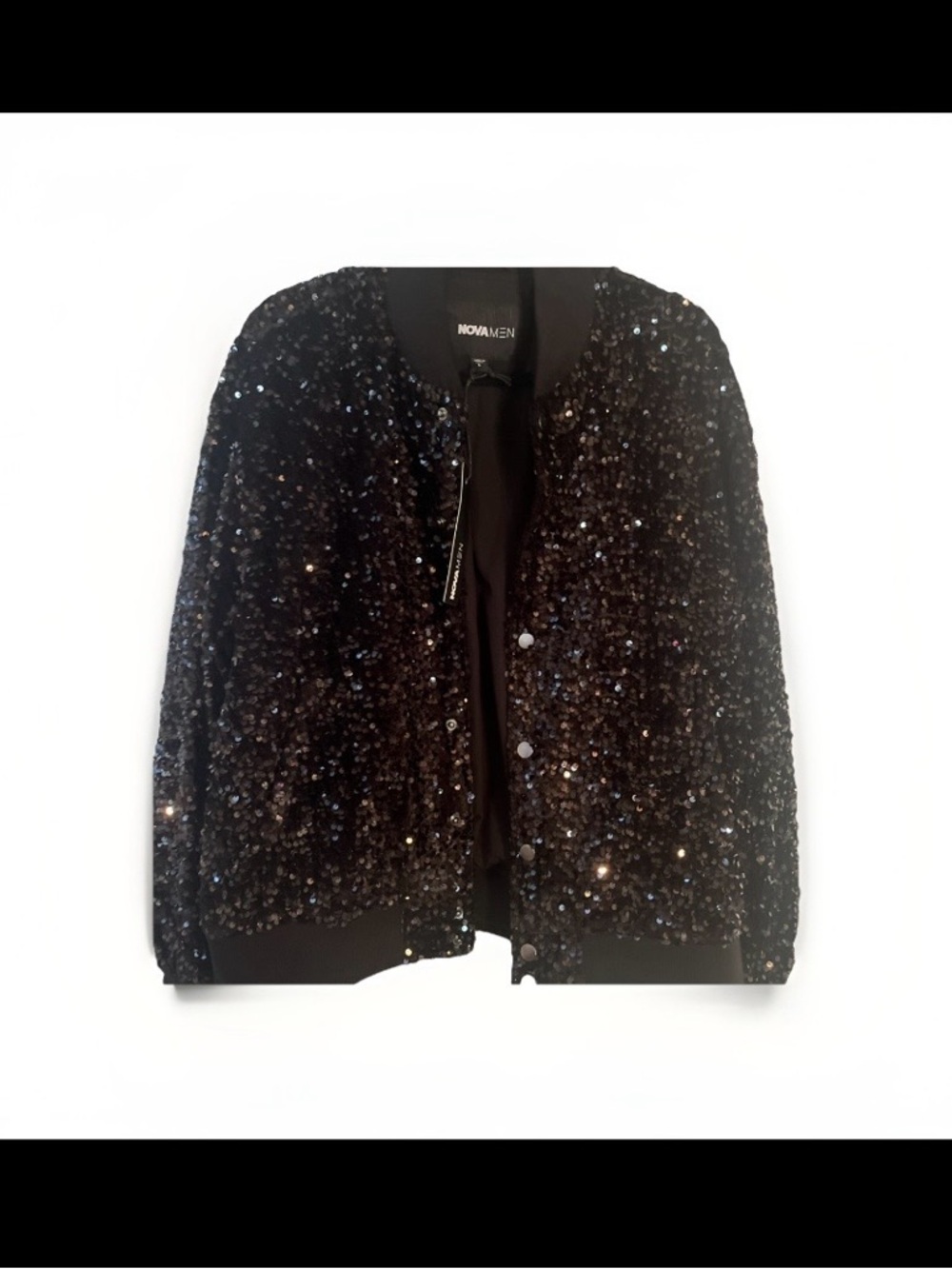 Fashion Nova Textured Blinged Out Sequin Bomber Jacket Size L - Picture 4 of 4